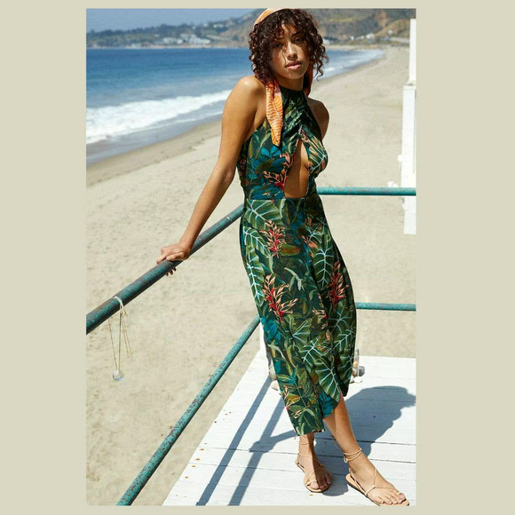 Farm Rio Foliage Jungle Cutout Cover-Up - Large - New - Picture 1 of 8